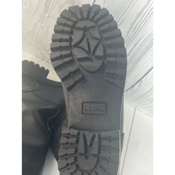 L.L. Bean Women's Size 7M Black Pebble Leather Boots Lug Sole Wool Lined (READ) - Picture 10 of 12